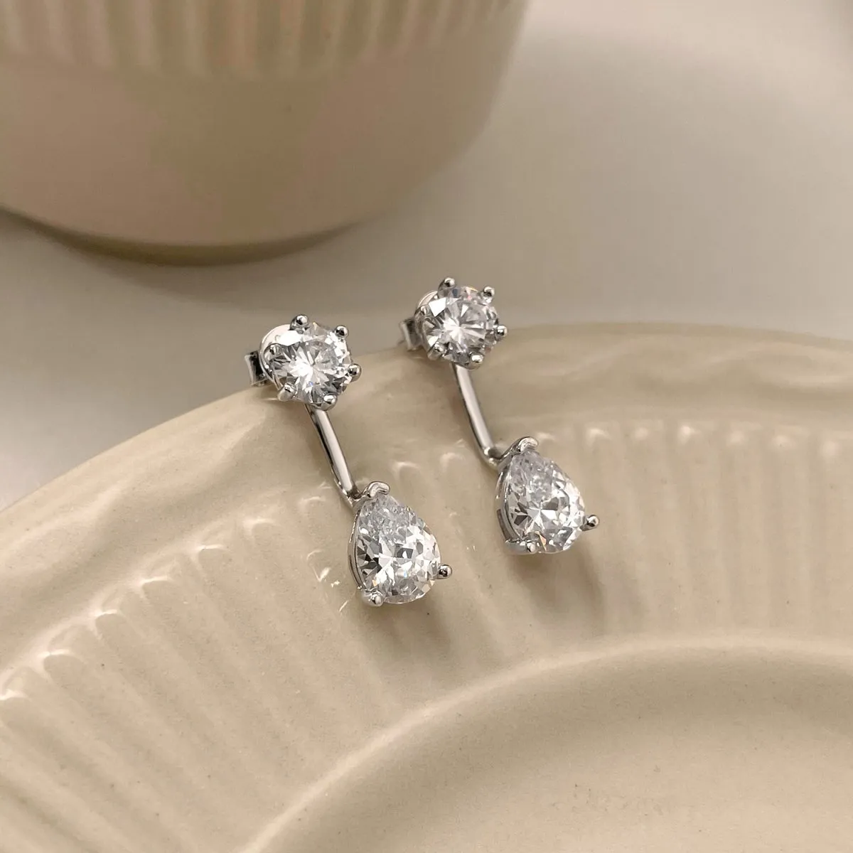 Detachable Crystal Ear Jacket Front Back Earrings