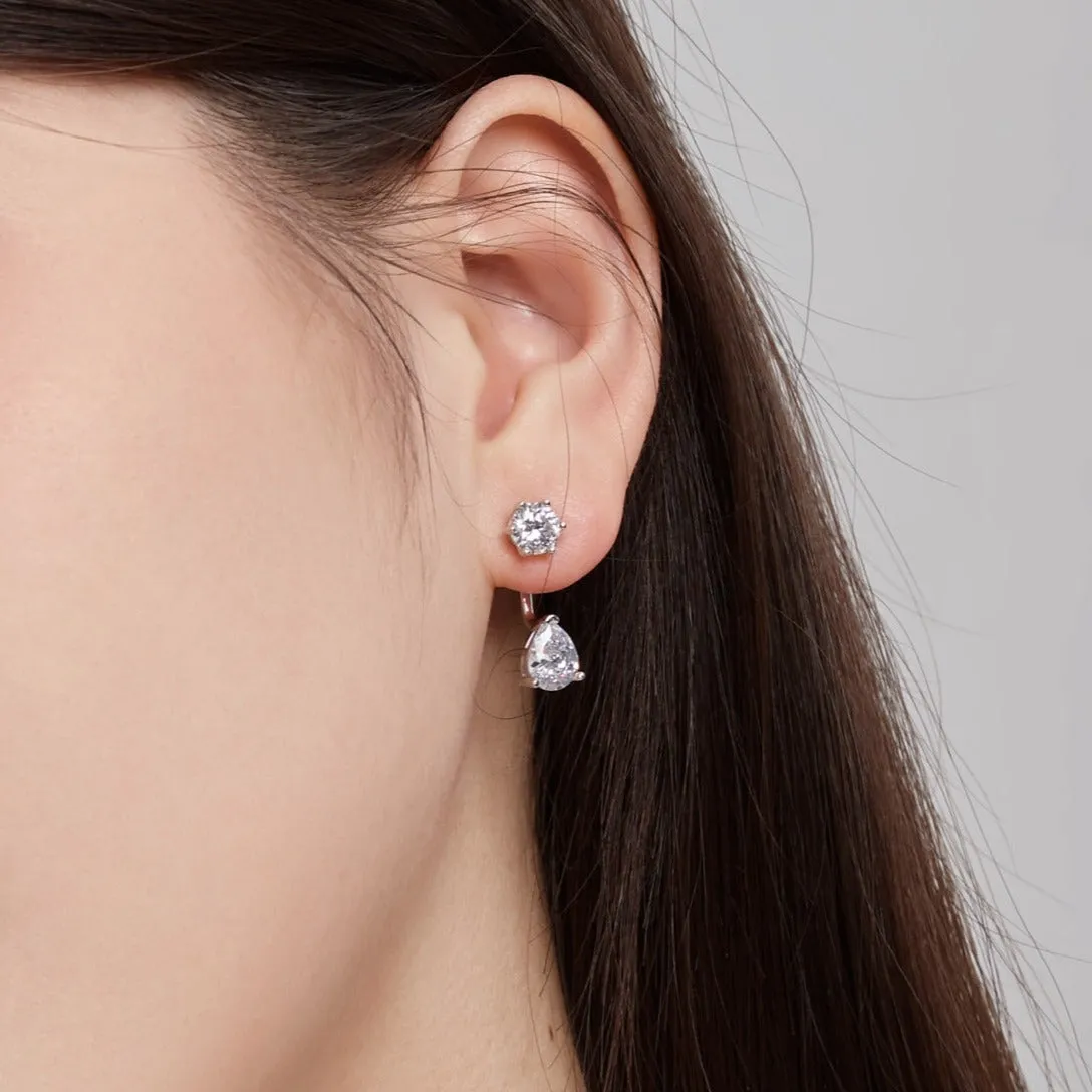 Detachable Crystal Ear Jacket Front Back Earrings