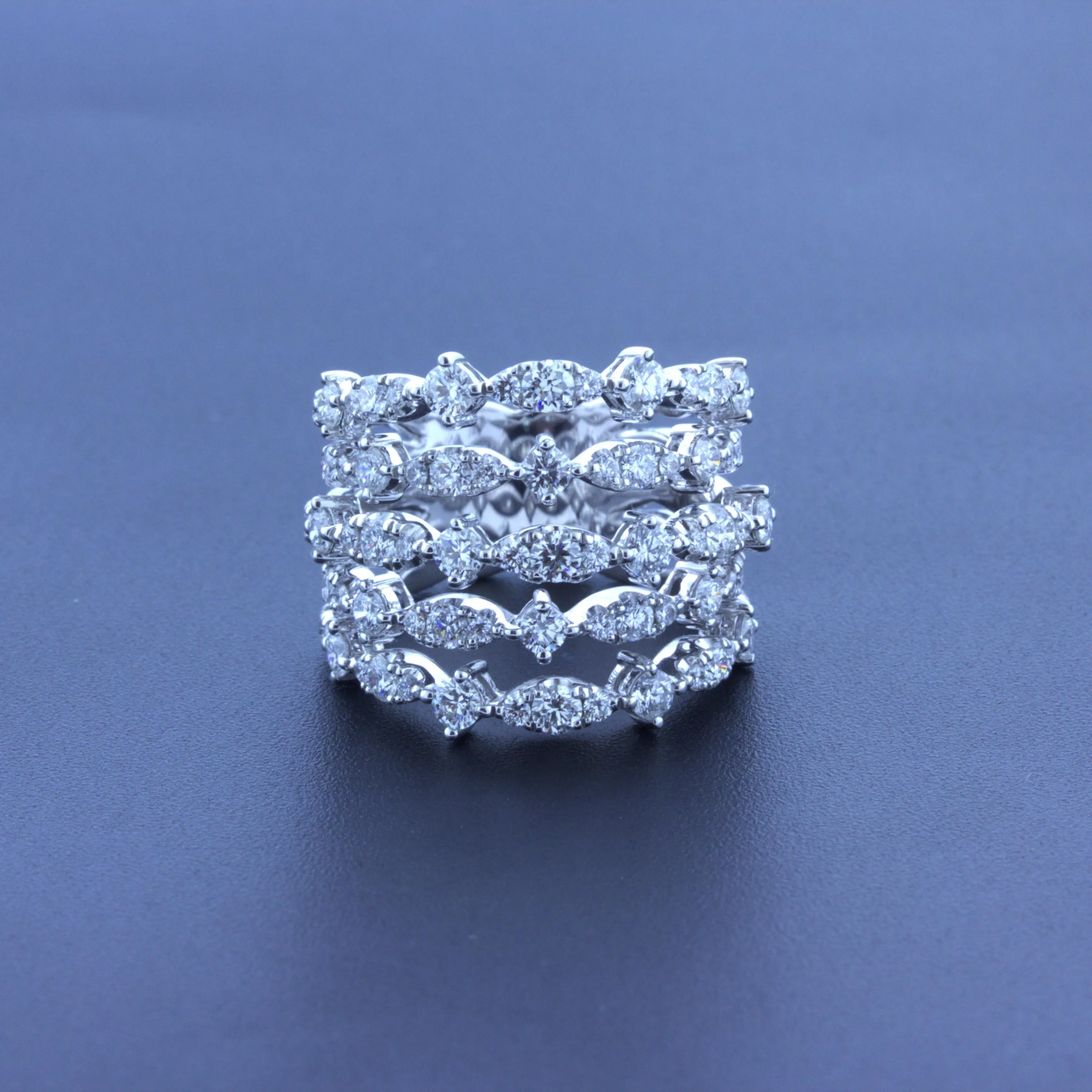 Diamond Multi-Row 18k White Gold Wrap Ring