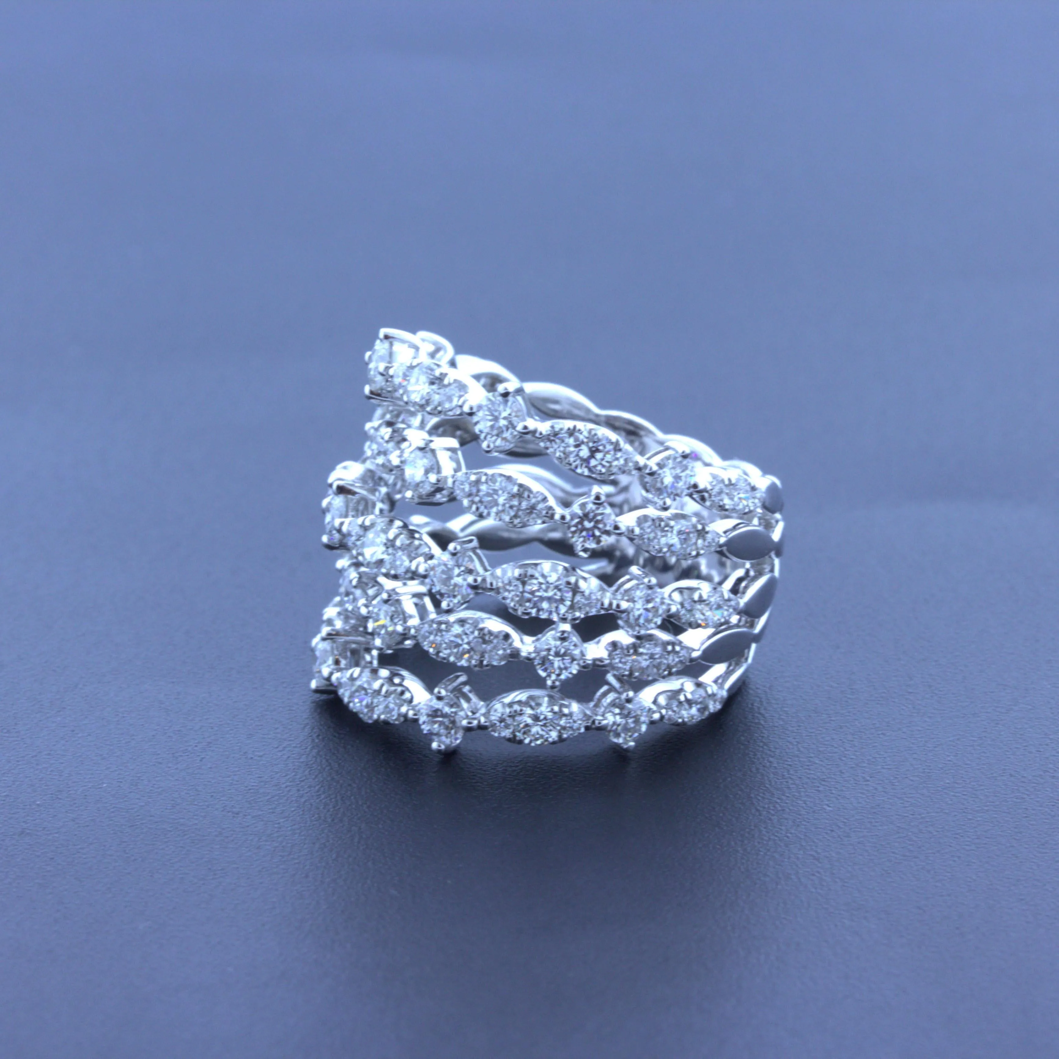 Diamond Multi-Row 18k White Gold Wrap Ring