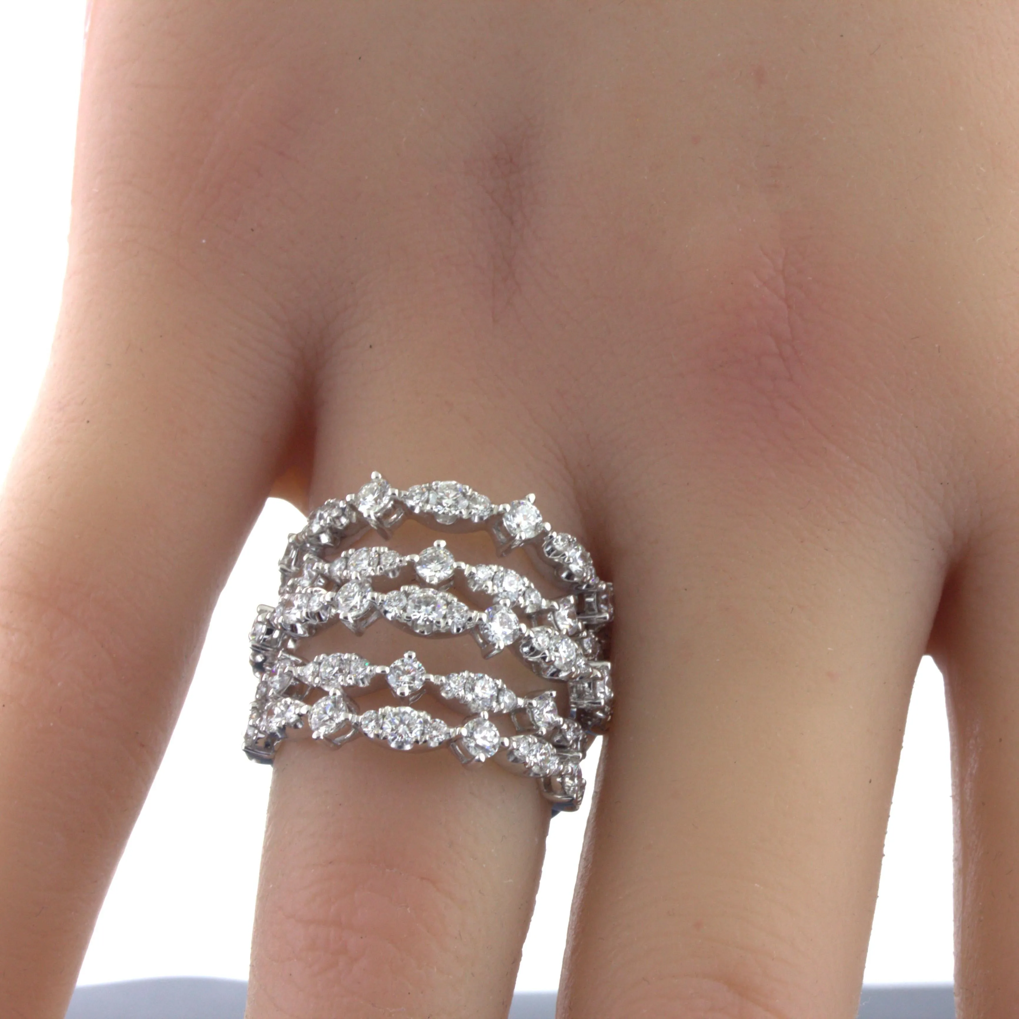 Diamond Multi-Row 18k White Gold Wrap Ring