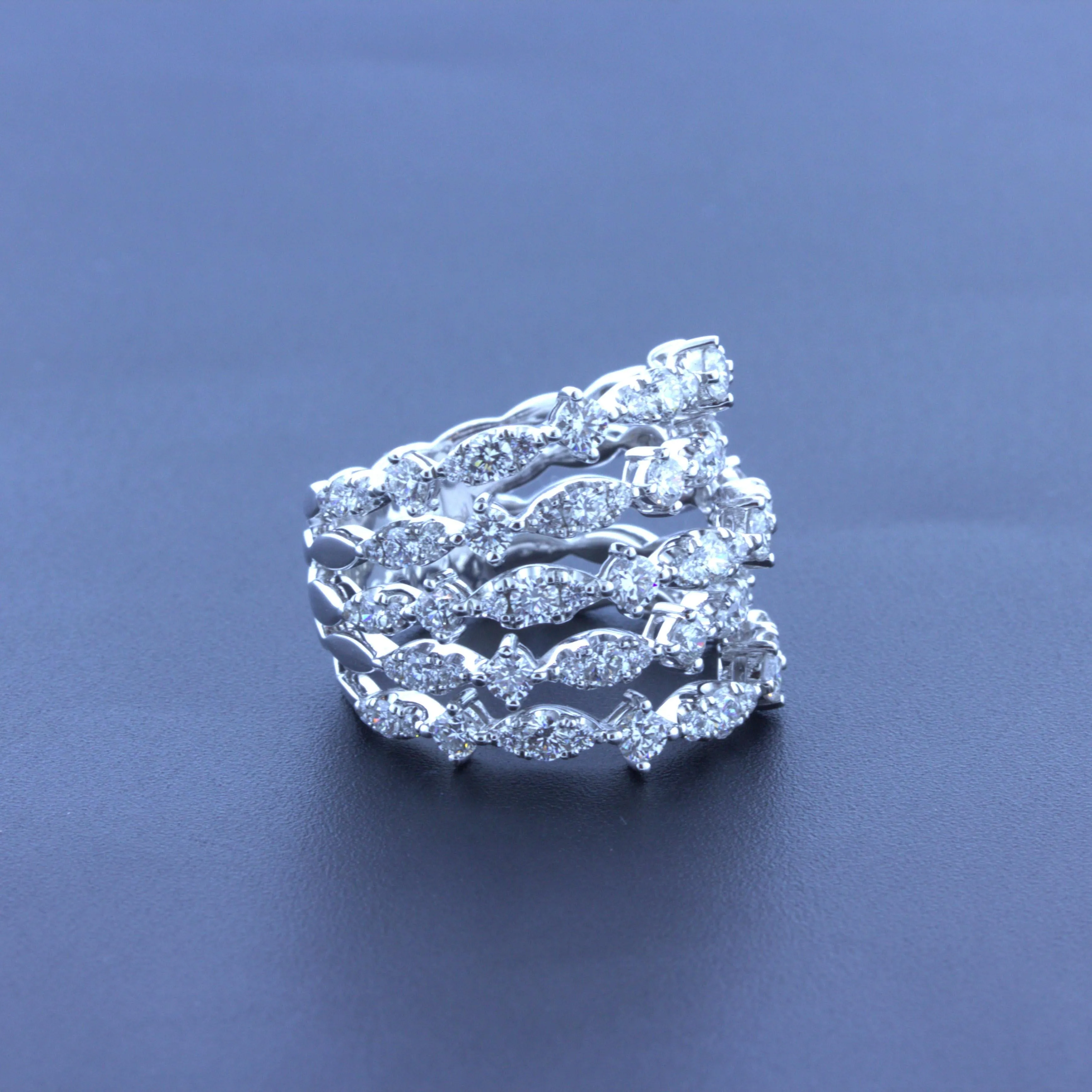 Diamond Multi-Row 18k White Gold Wrap Ring