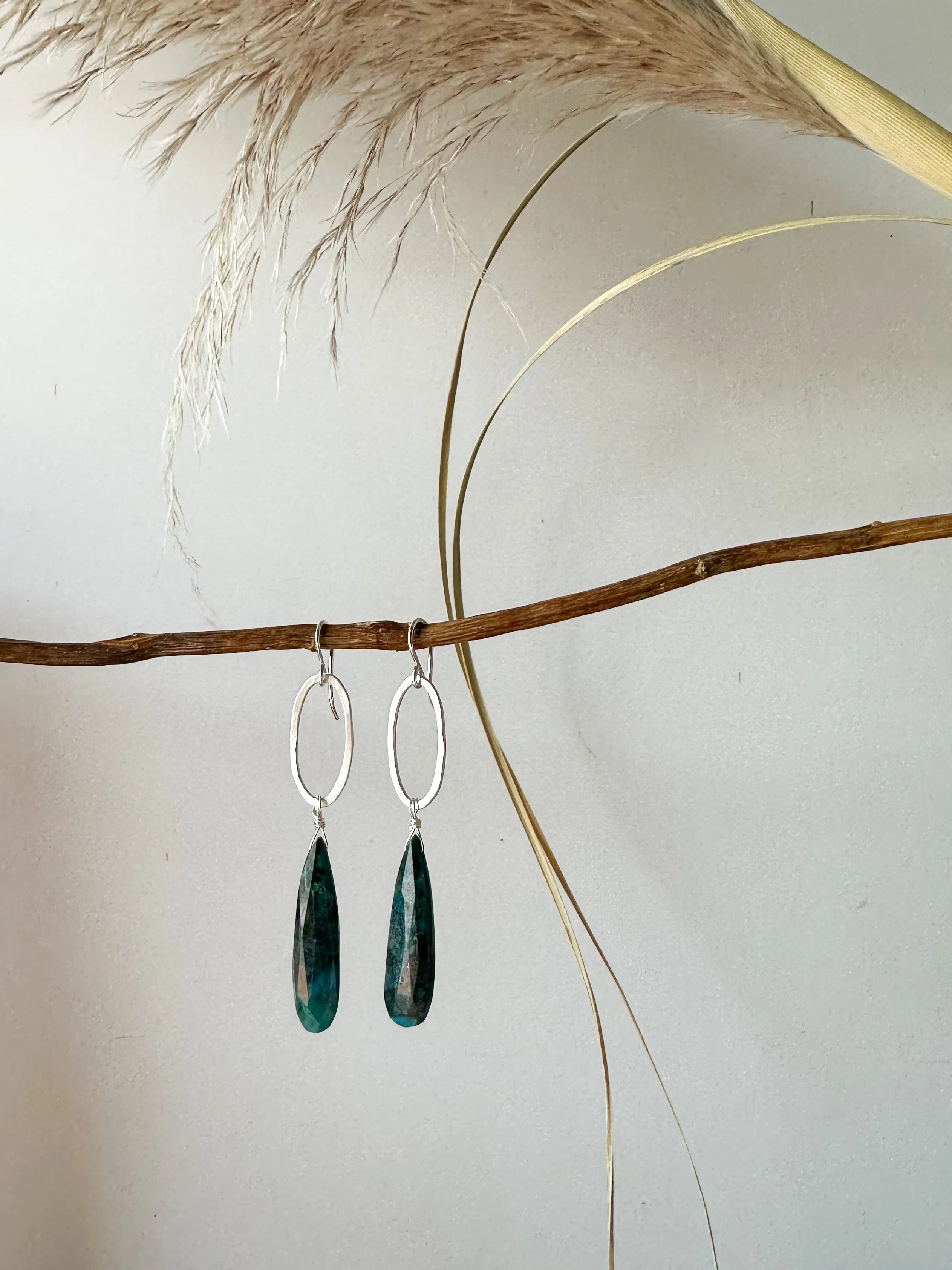 E2319 - forged link with chrysocolla drop earrings