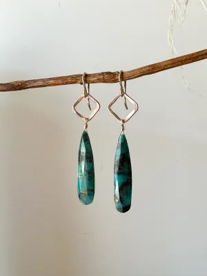 E2319 - forged link with chrysocolla drop earrings