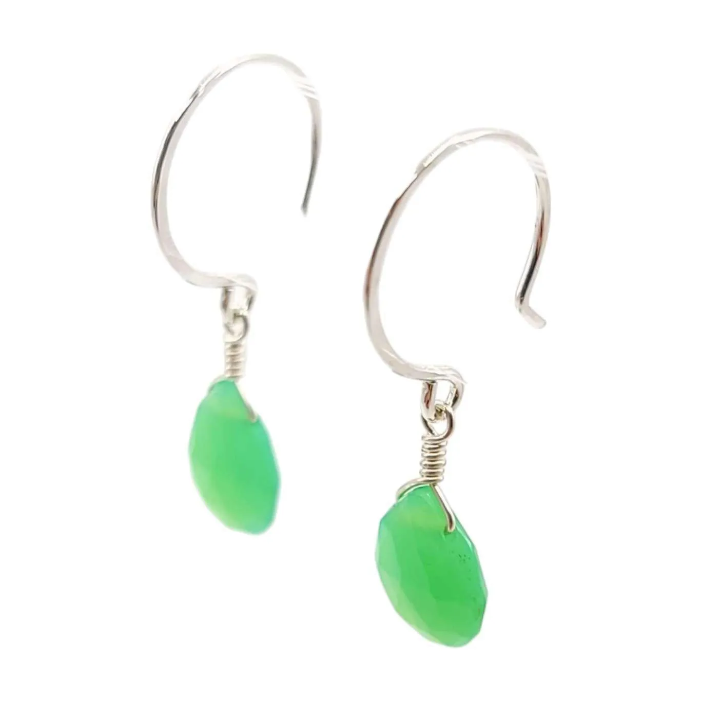 Earrings - Soft Mint Green Chrysoprase Gemstone Drops Sterling by Foamy Wader