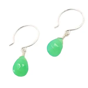 Earrings - Soft Mint Green Chrysoprase Gemstone Drops Sterling by Foamy Wader