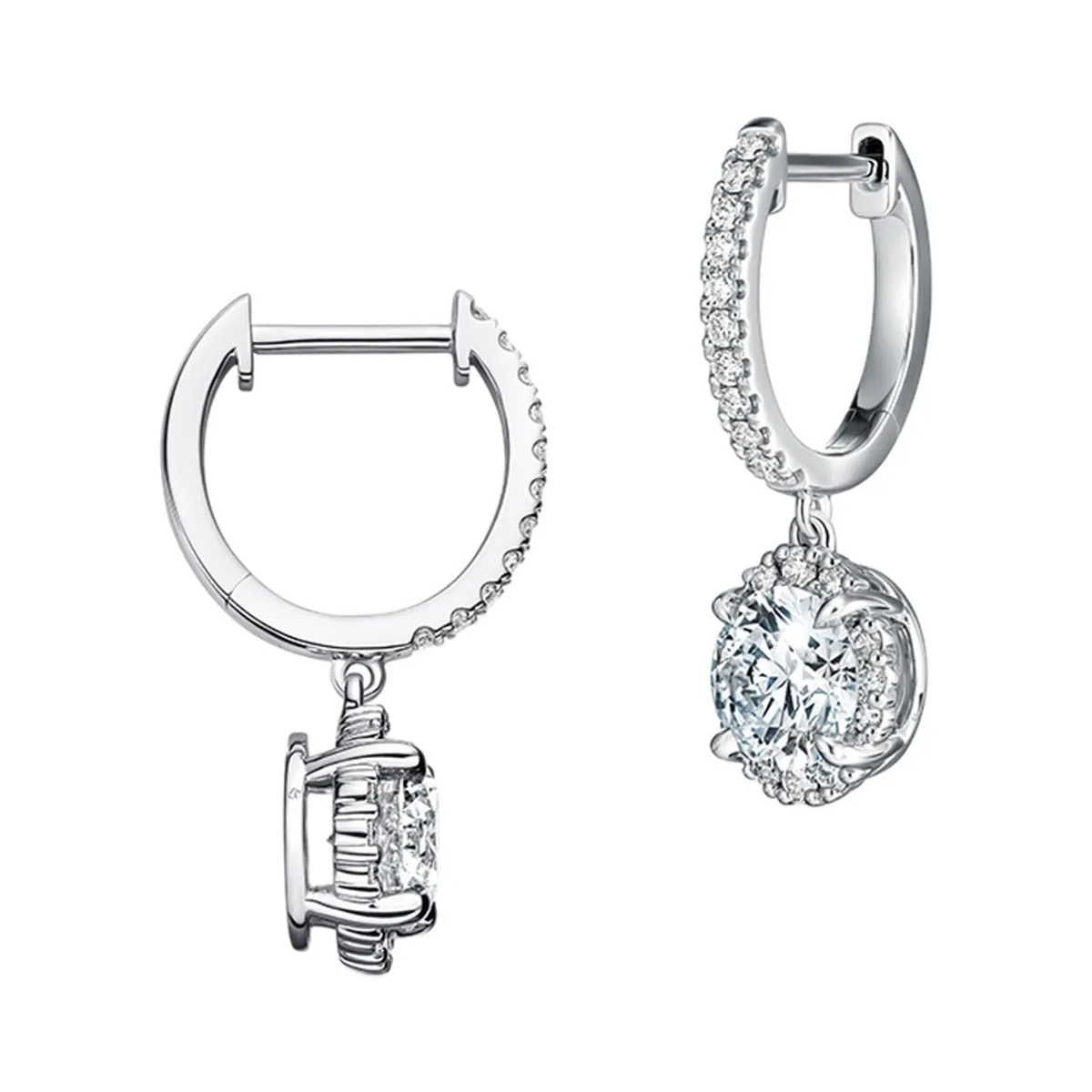 Ellipse Diamond Leverback Earrings