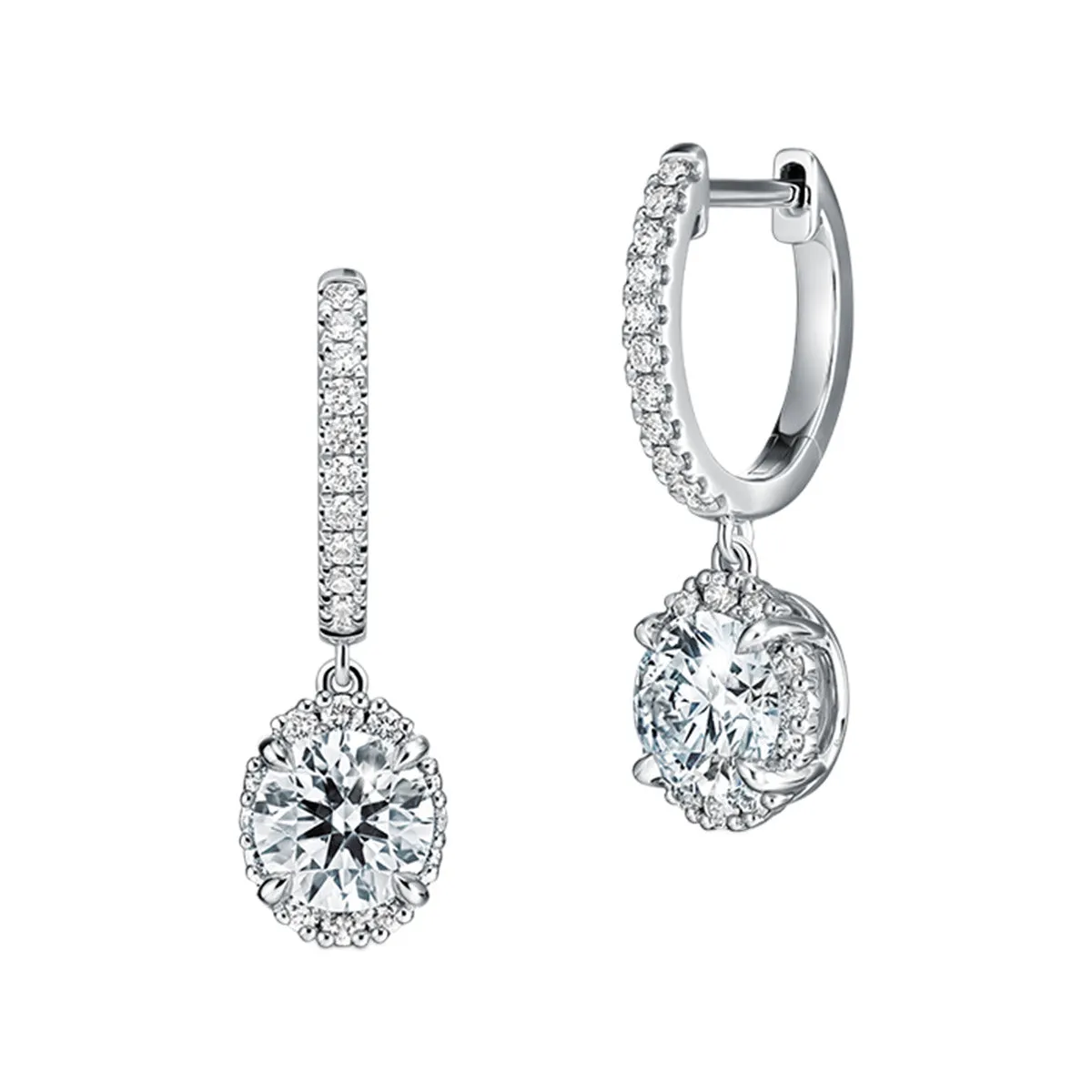 Ellipse Diamond Leverback Earrings