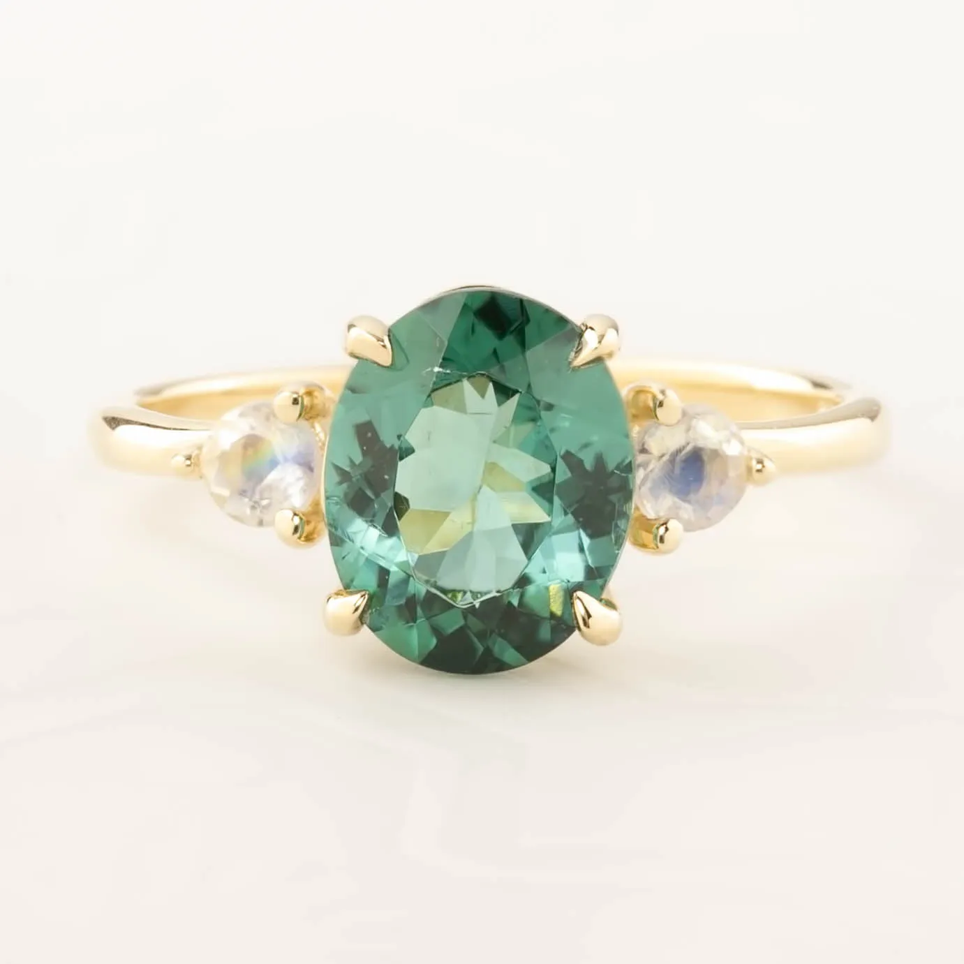 Emilie Ring - 2.09ct Green Tourmaline & Moonstone (One of a kind)