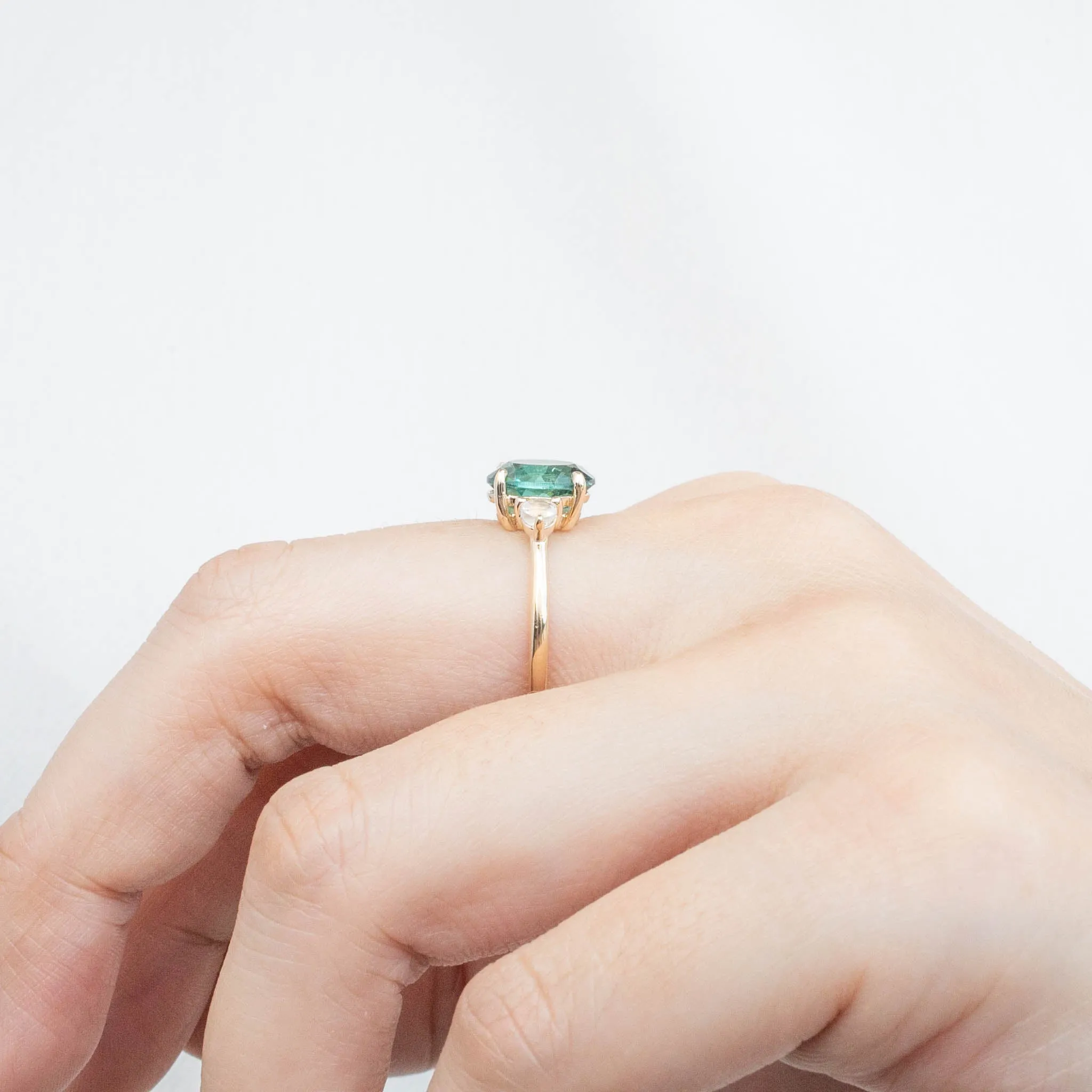 Emilie Ring - 2.09ct Green Tourmaline & Moonstone (One of a kind)