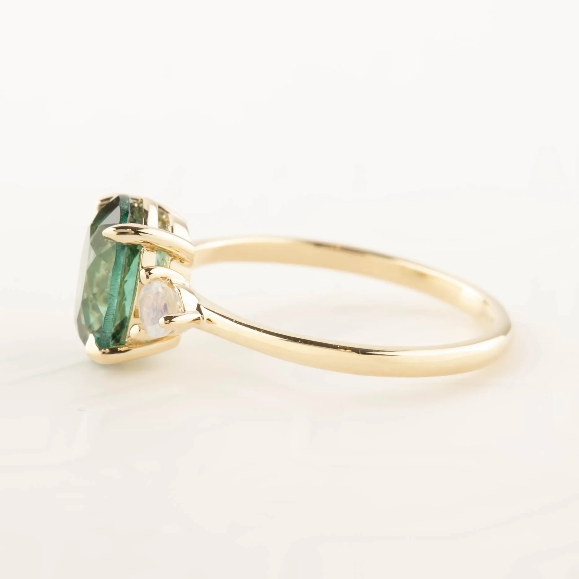 Emilie Ring - 2.09ct Green Tourmaline & Moonstone (One of a kind)