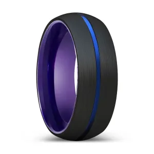 ERALDO | Purple Ring, Black Tungsten Ring, Blue Groove, Domed