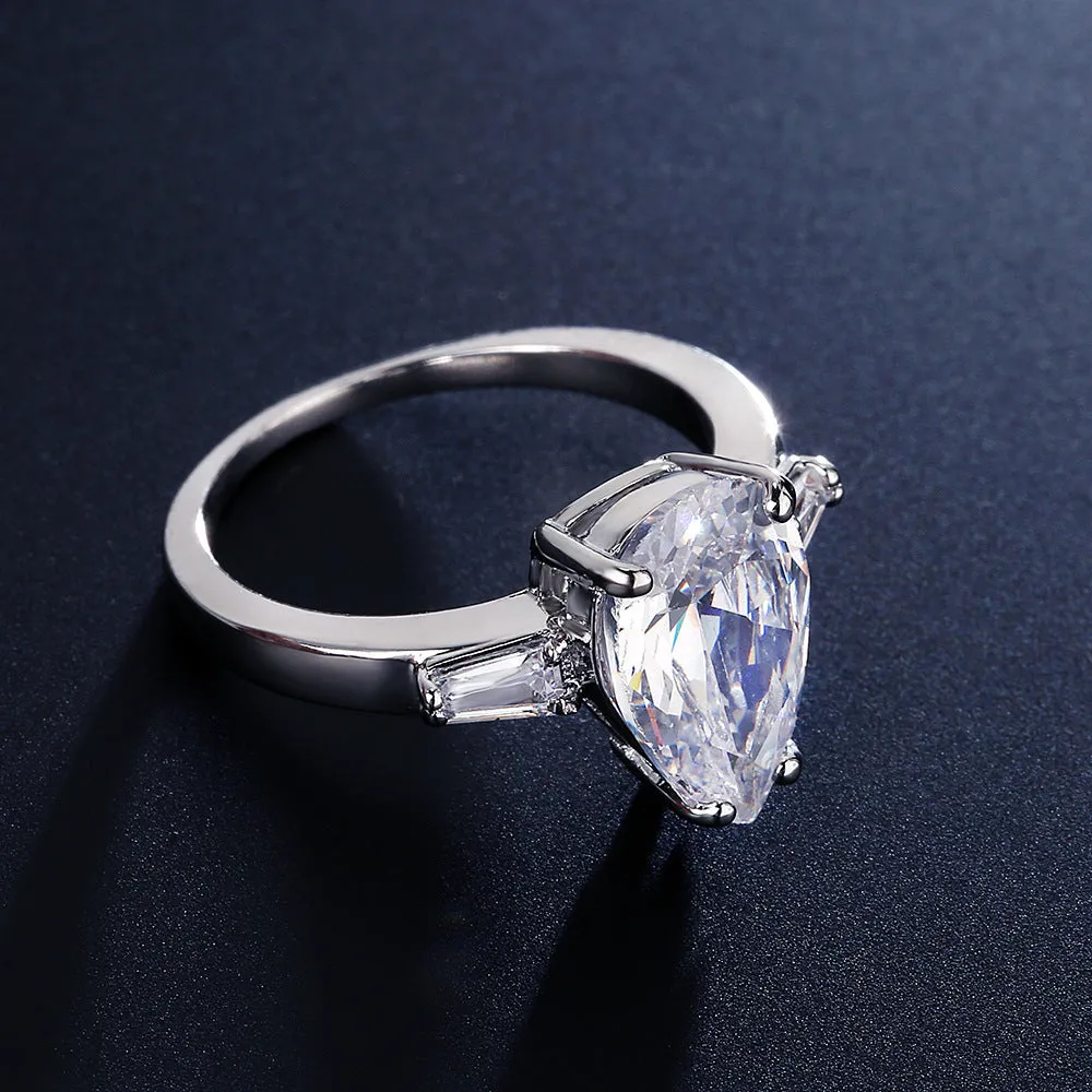 European And American Water Drop Zircon Ring Affordable Luxury Fashion Exquisite