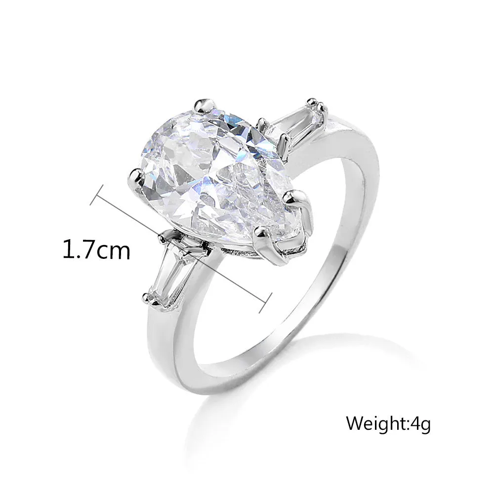 European And American Water Drop Zircon Ring Affordable Luxury Fashion Exquisite