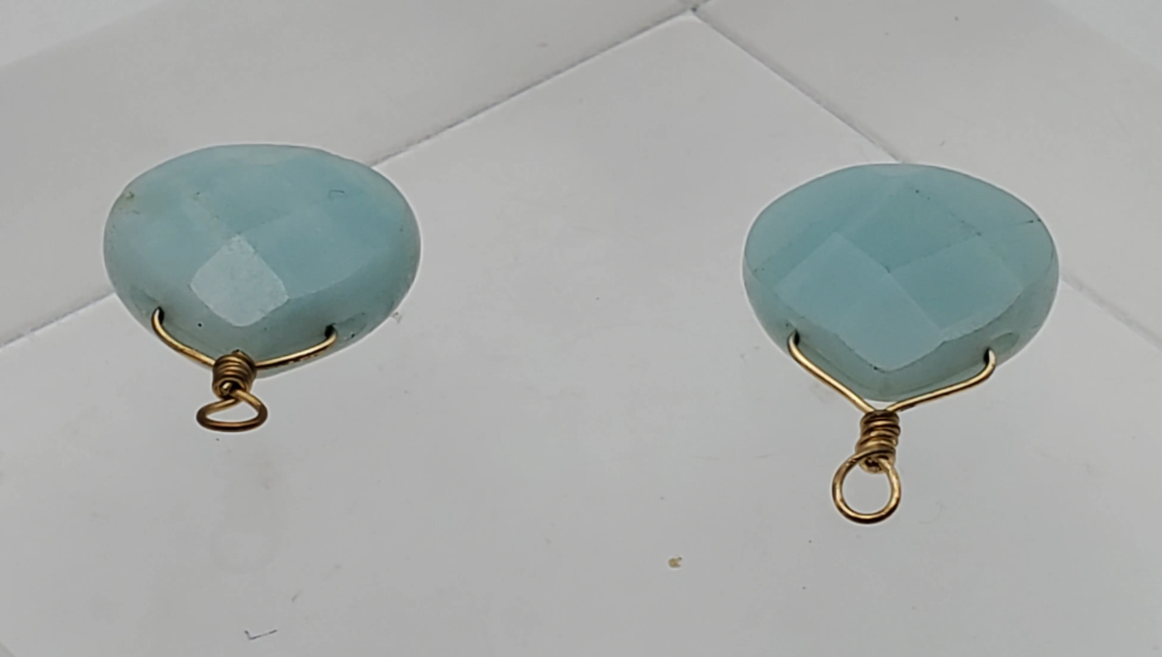 Faceted Amazonite Teardrop Dangles - MISSING CLOSURES