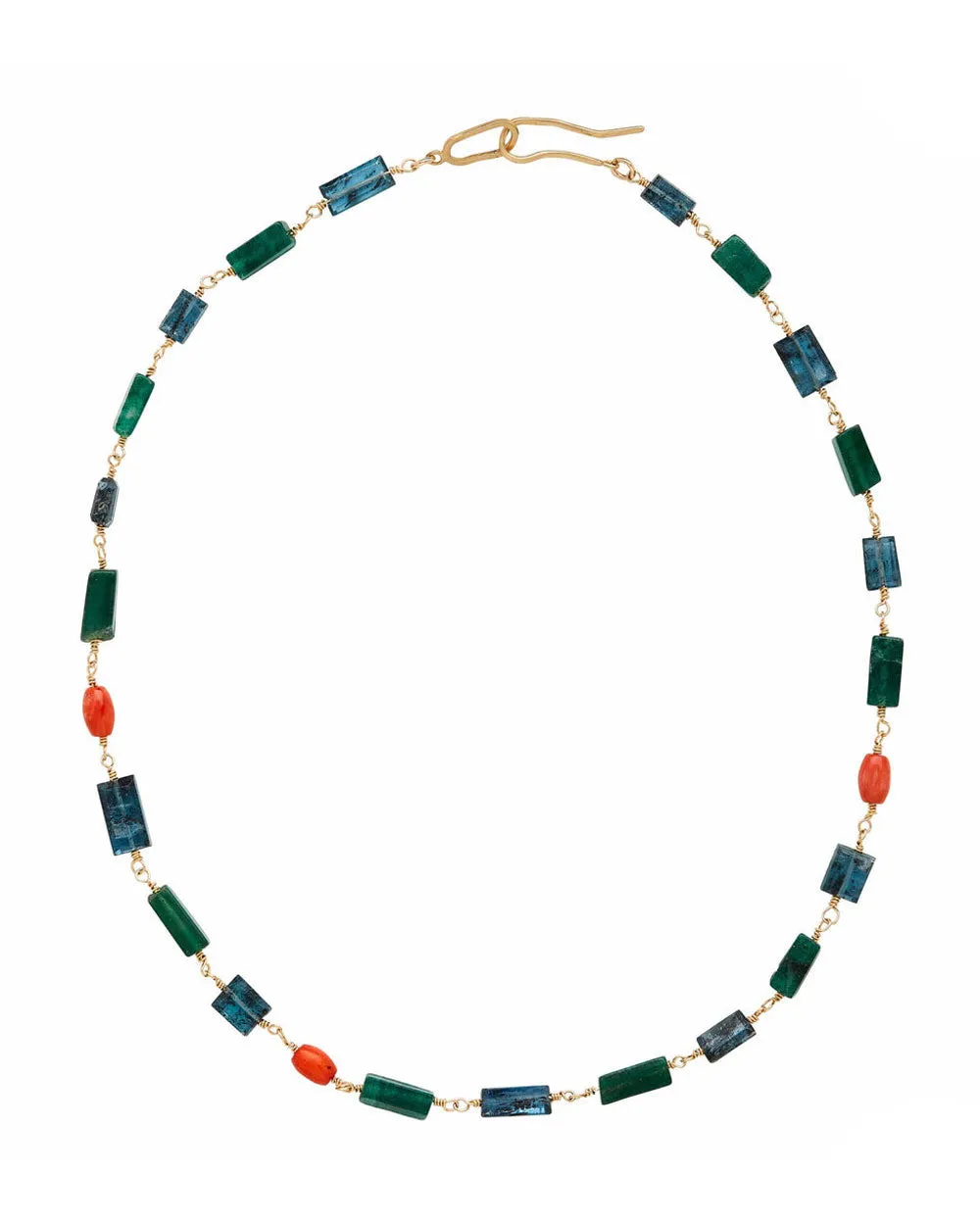 Florence Kyanite and Coral Bronze Necklace