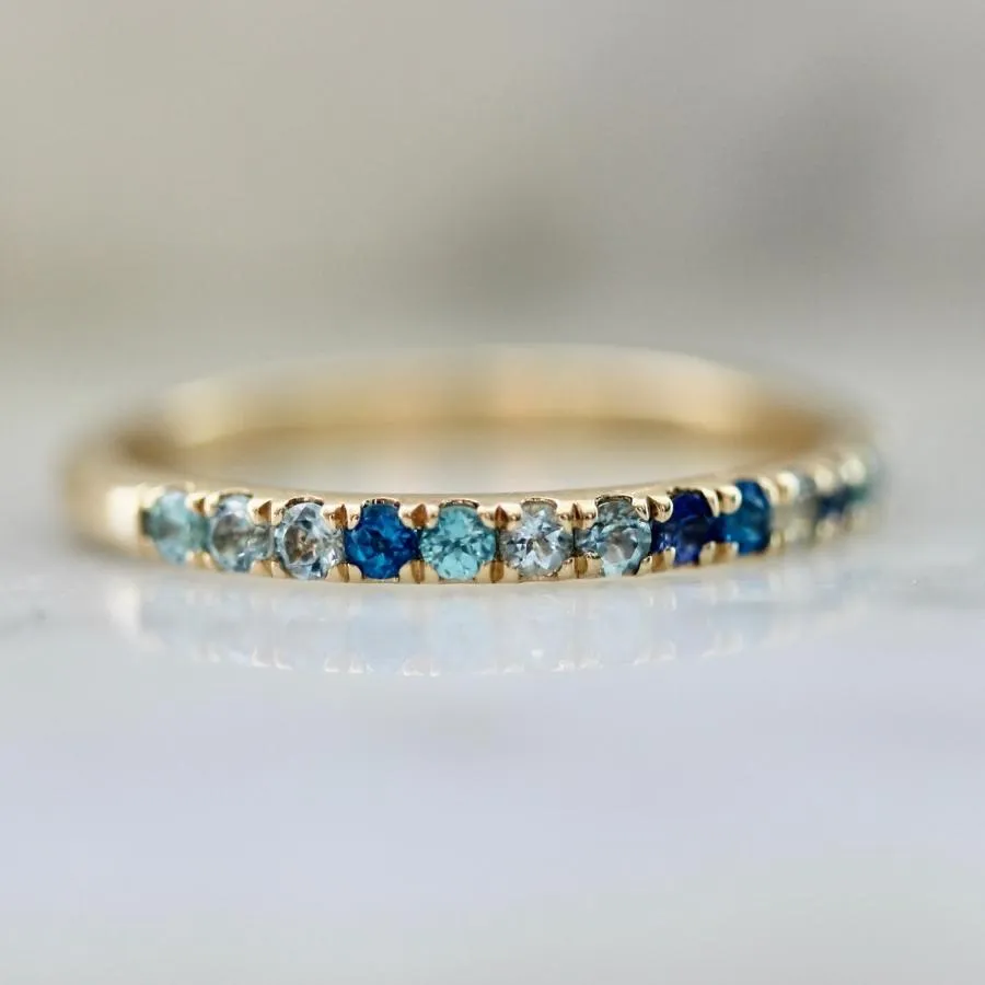 Funfetti Blue Round Brilliant Cut Gemstone Medley Band