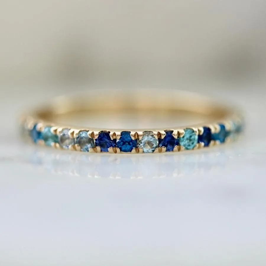 Funfetti Blue Round Brilliant Cut Gemstone Medley Band