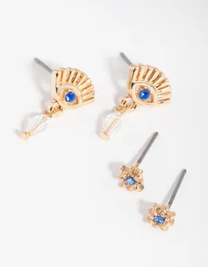 Gold Eye & Star Pack Stud Earring