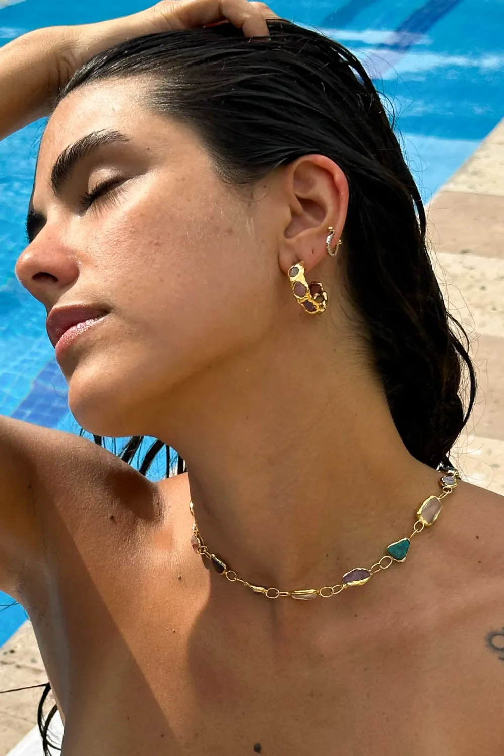 Gold Paraíso Gemstone Hoops