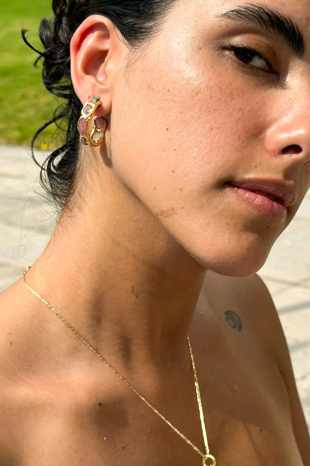 Gold Paraíso Gemstone Hoops