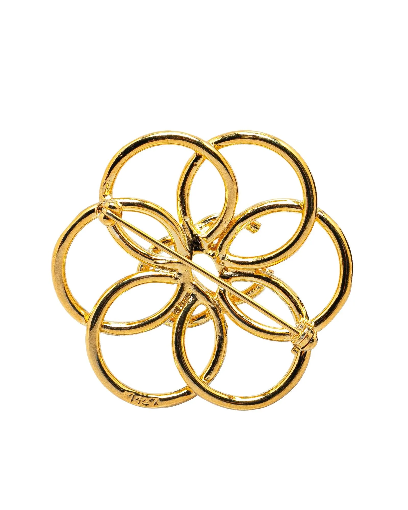 Gold Plated Metal Brooch with Back Pin Closure