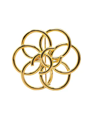 Gold Plated Metal Brooch with Back Pin Closure