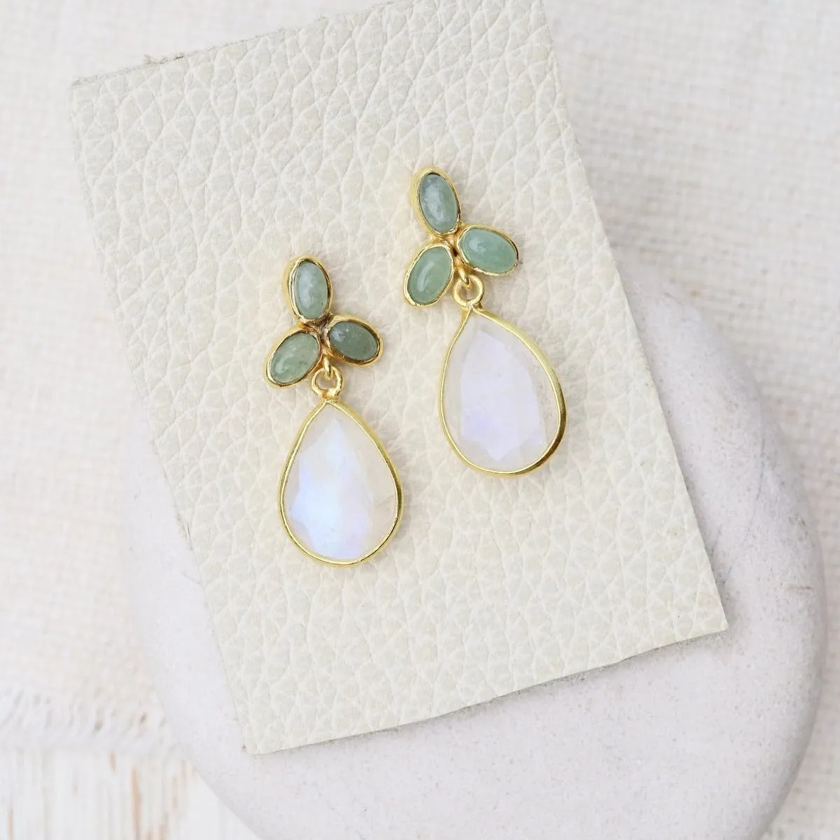 Green Aventurine & Moonstone Post Earrings