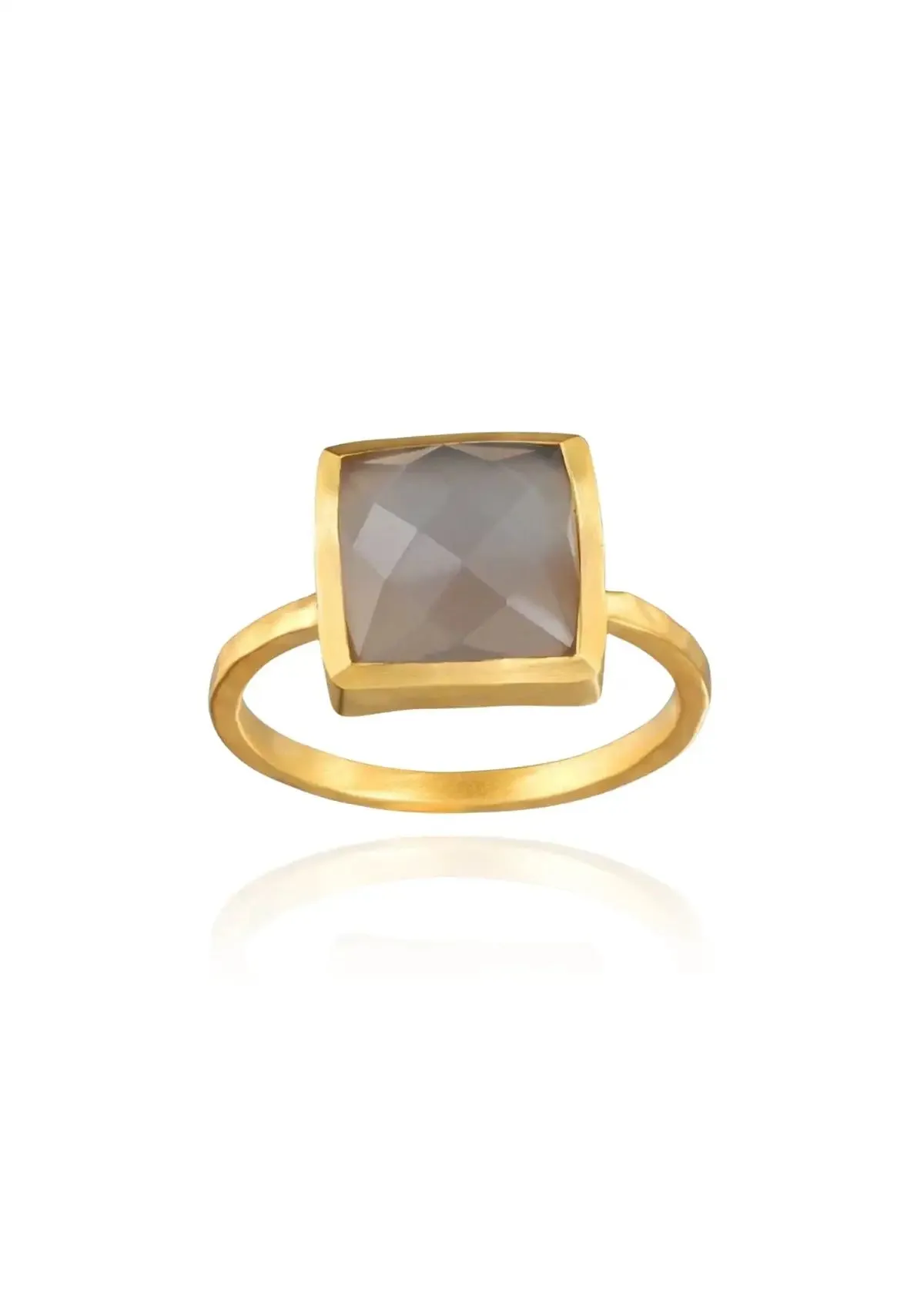 Grey Moonstone Square Stone Ring