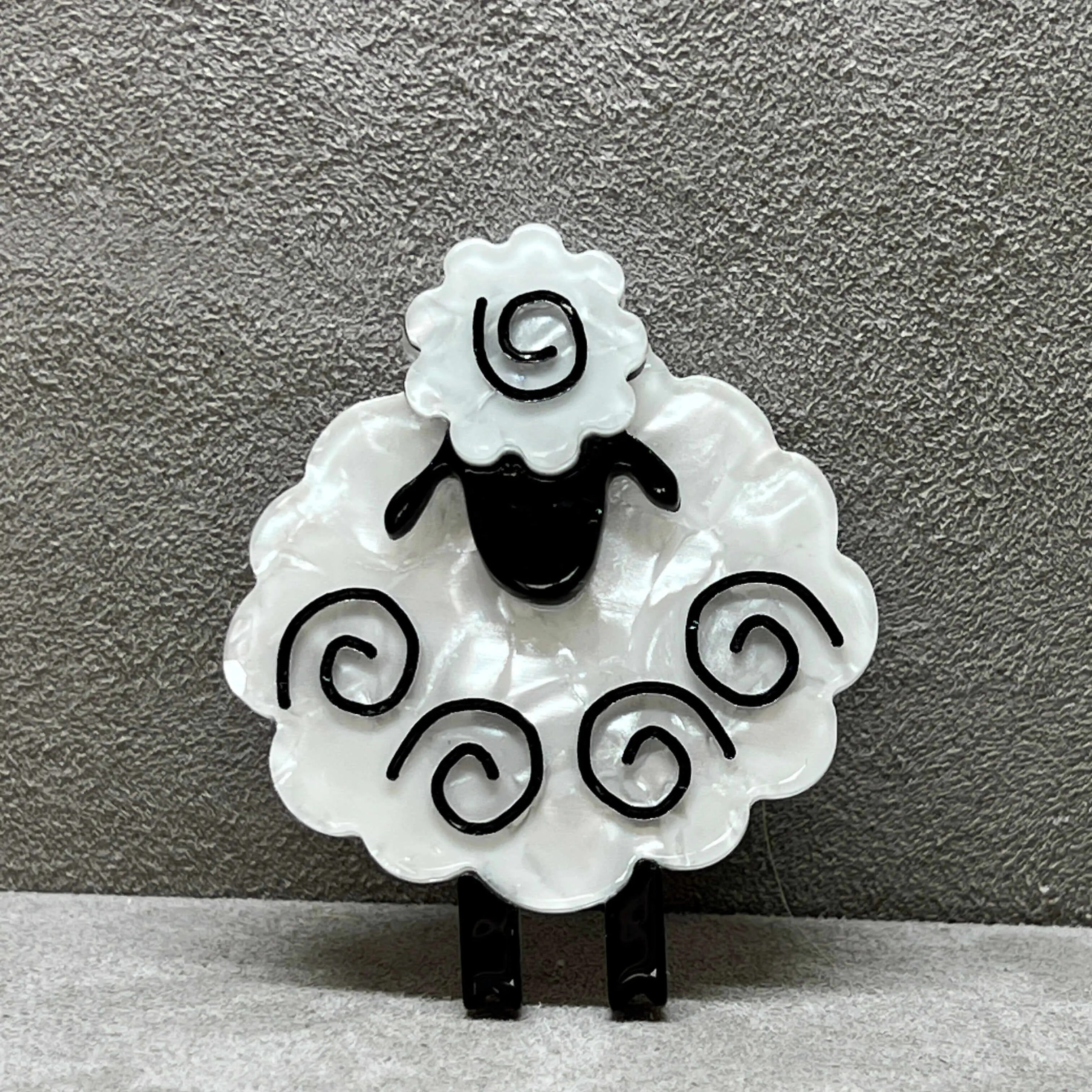 Handmade Acrylic Art Brooch - The Happy Sheep