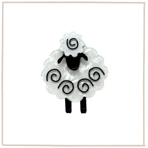 Handmade Acrylic Art Brooch - The Happy Sheep