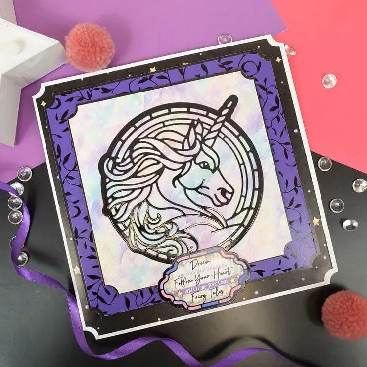 Hunkydory Moonstone Dies - Stained Glass Unicorn