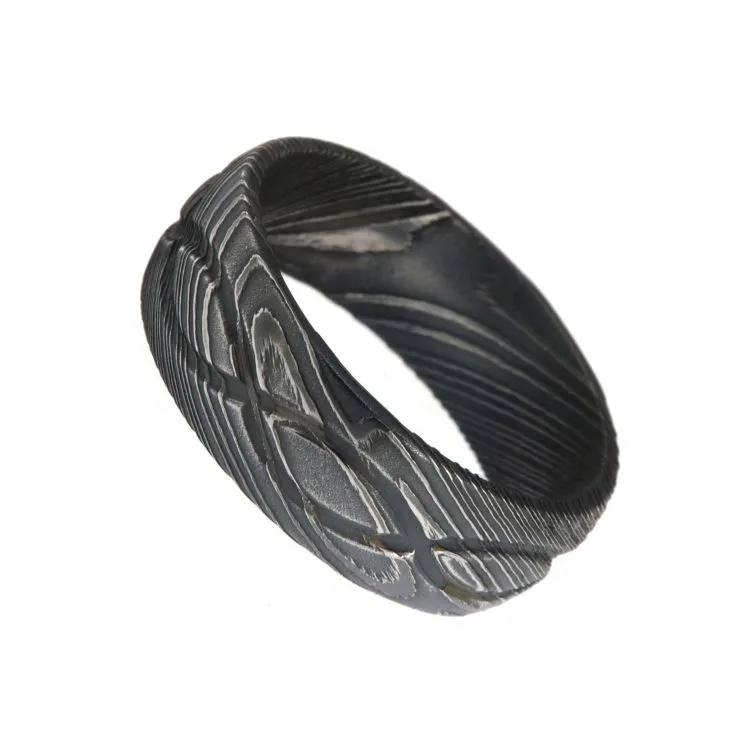 Infinity Damascus Steel Ring Genuine American Made Damascus Steel Wedding Bands 8mm Wide