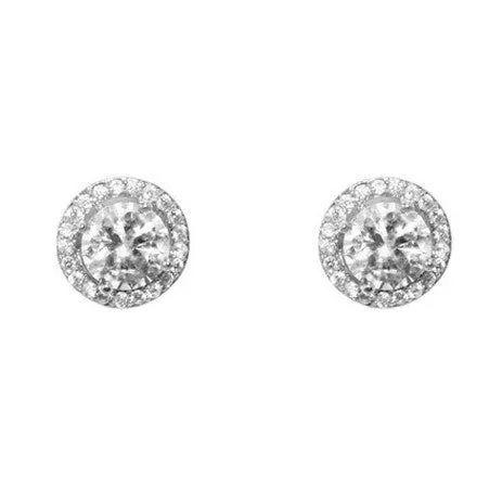 Isla Clear Round CZ Halo Stud Earrings - 10mm | 1.2ct