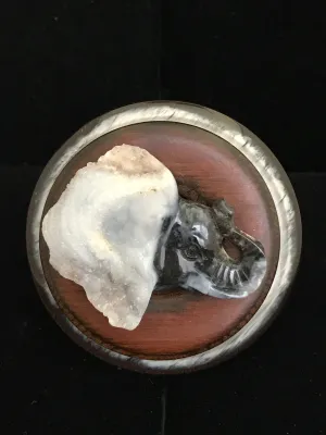 Jasper Elephant on Wood Magnet