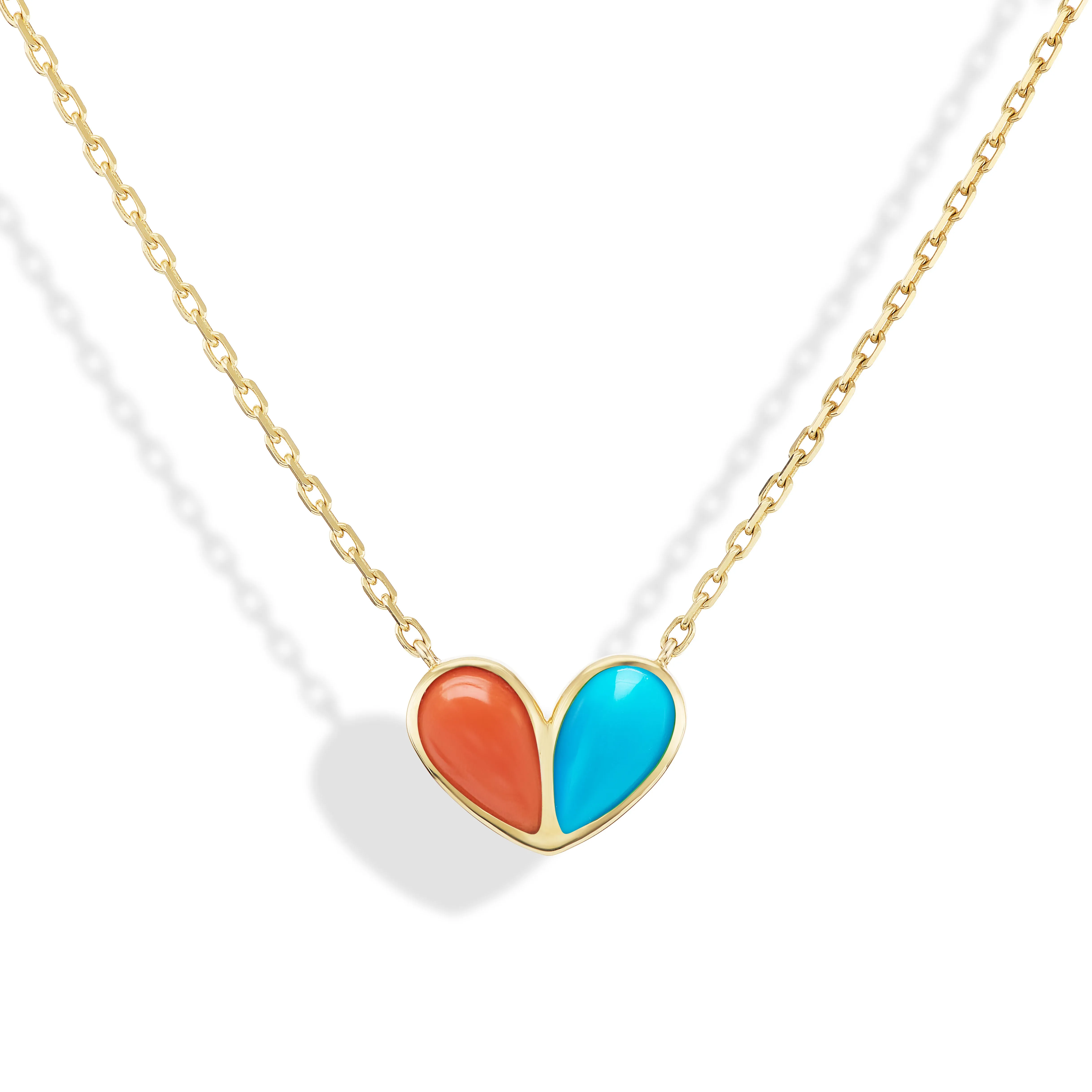 Jumbo Sweetheart Necklace Coral & Turquoise