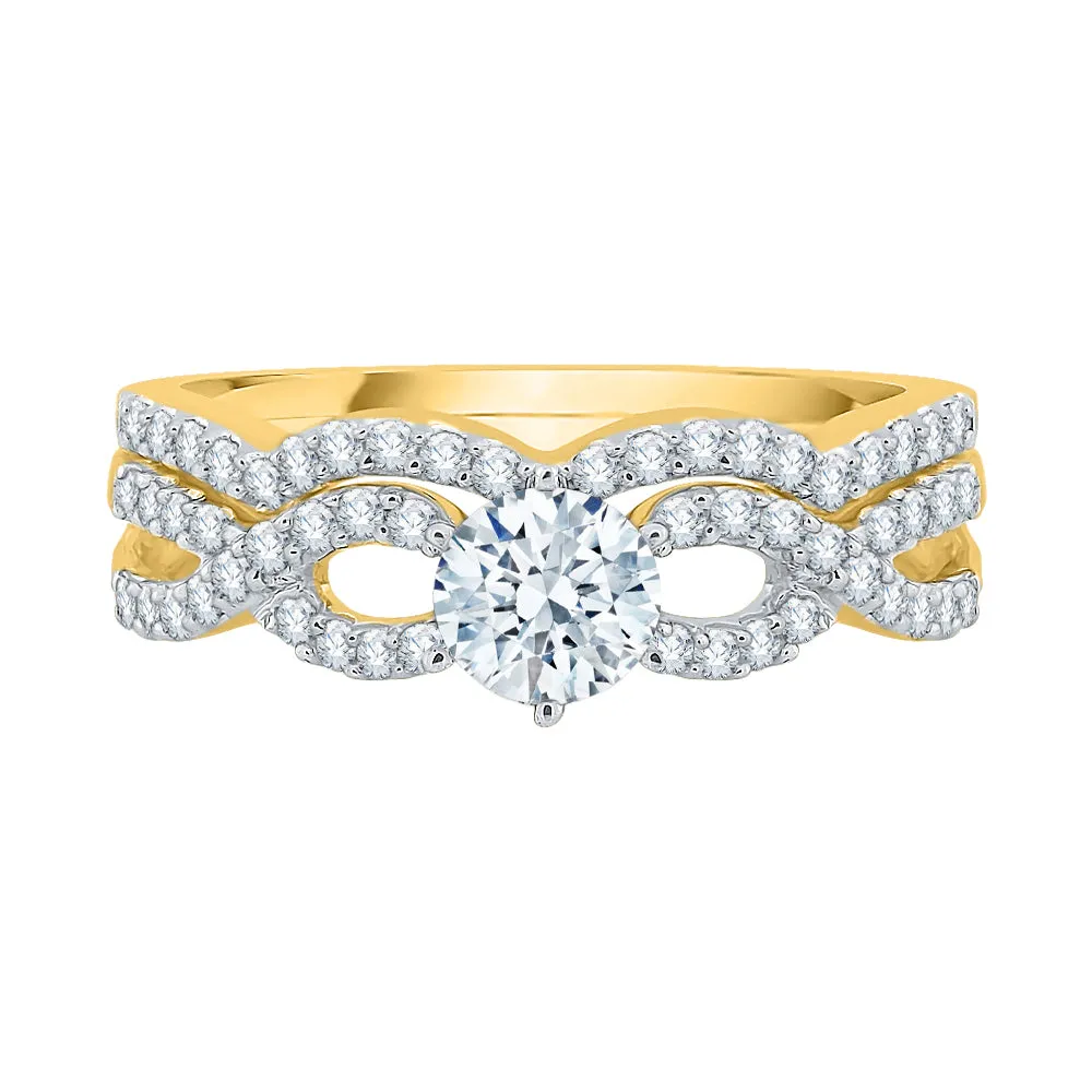 KATARINA 7/8 cttw Lab Grown Diamond Bridal Ring Set in 14K Gold