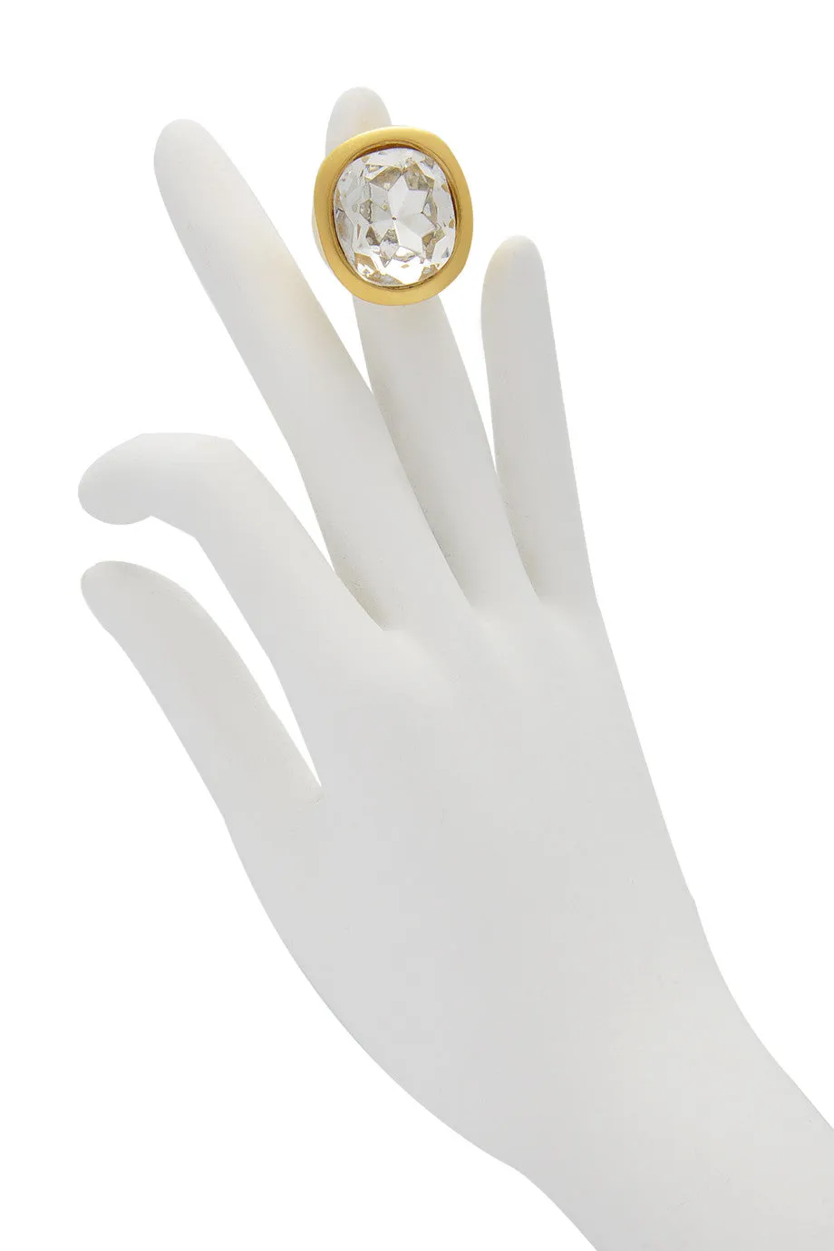 KENNETH JAY LANE HARRIET Crystal Round Cocktail Ring