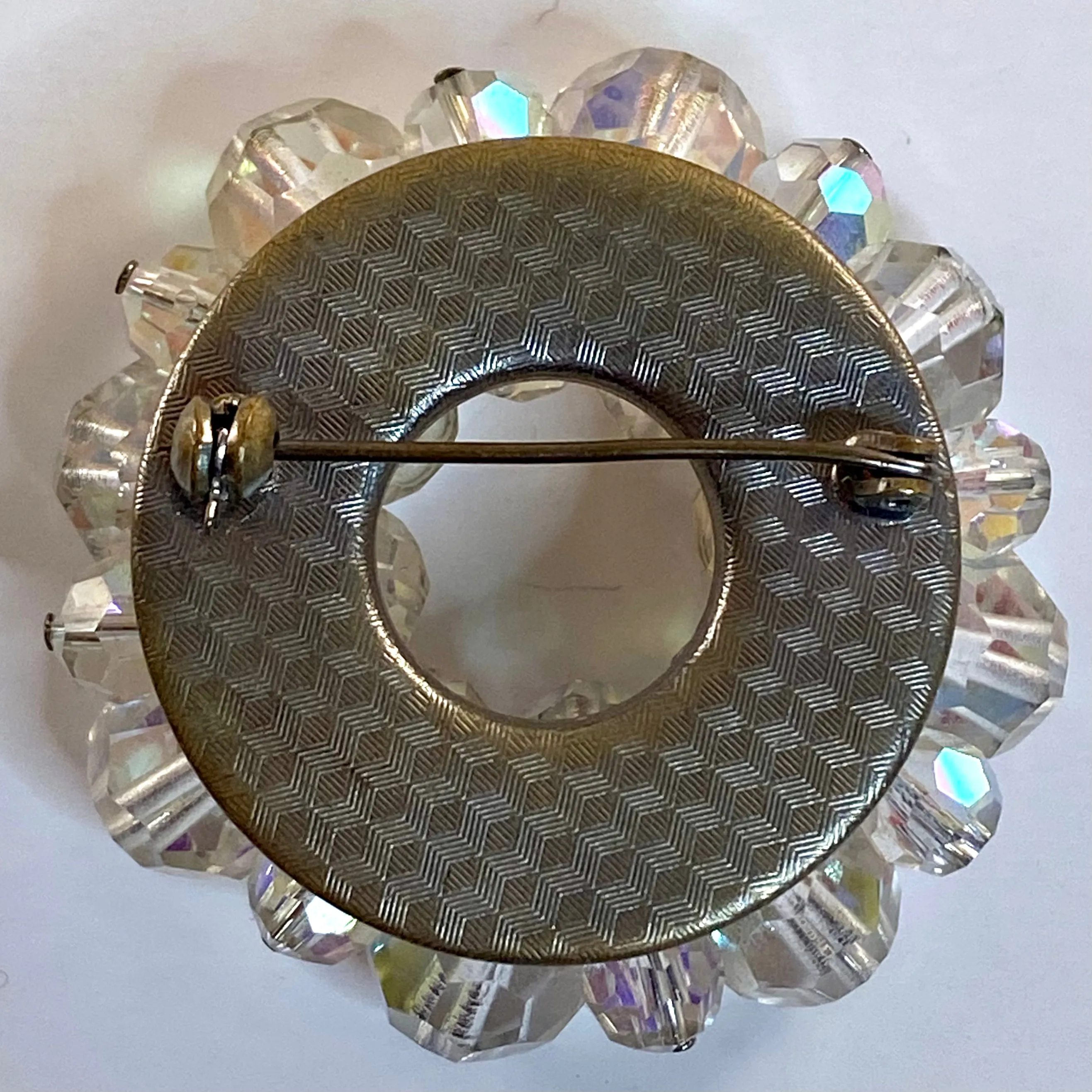 Late 50s/ Early 60s Glass Crystal Bead Circle Brooch