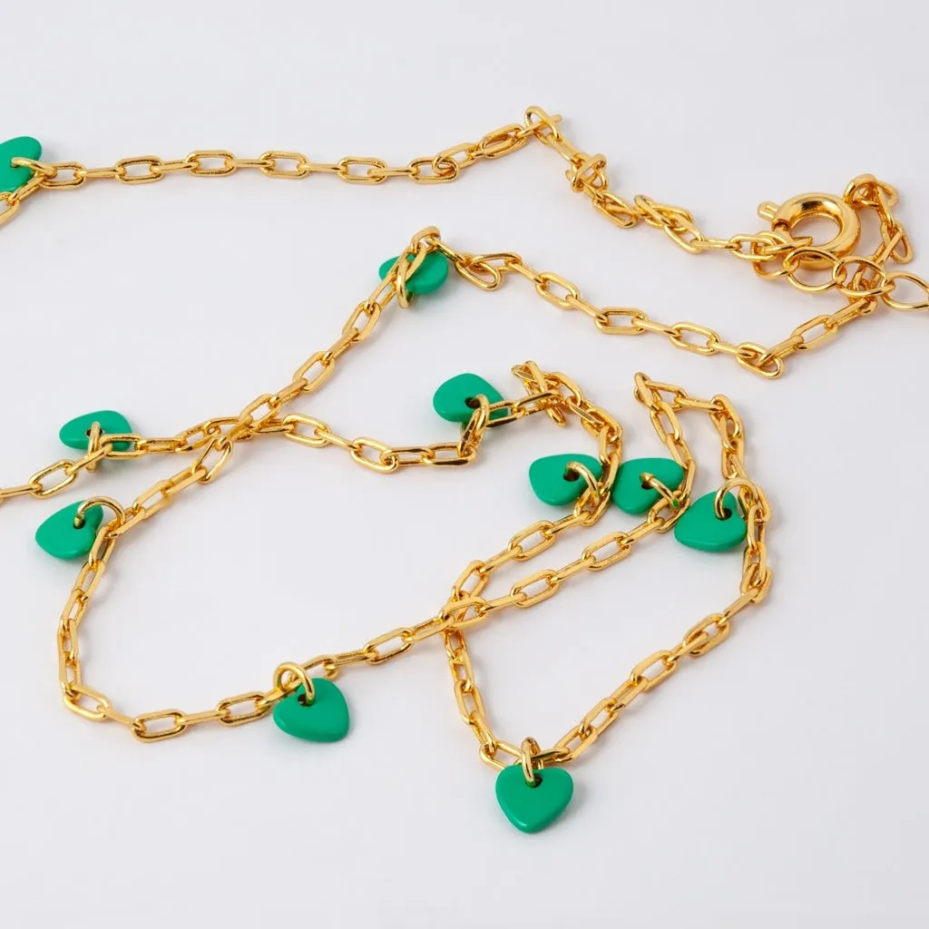 Love U Necklace gold plated - Light Green