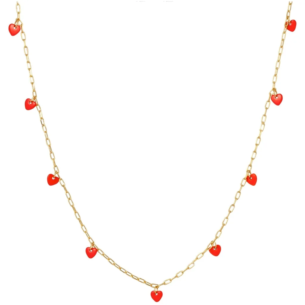 Love U Necklace gold plated - Lipstick Red