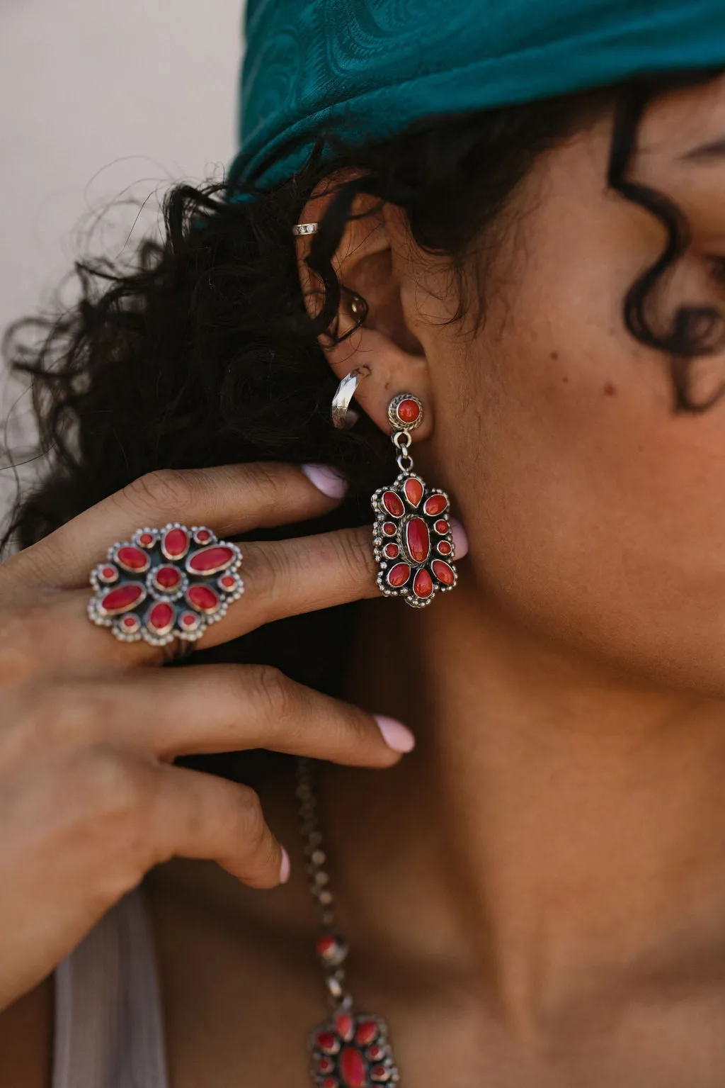 Mediterranean Coral Necklace and Earring Set