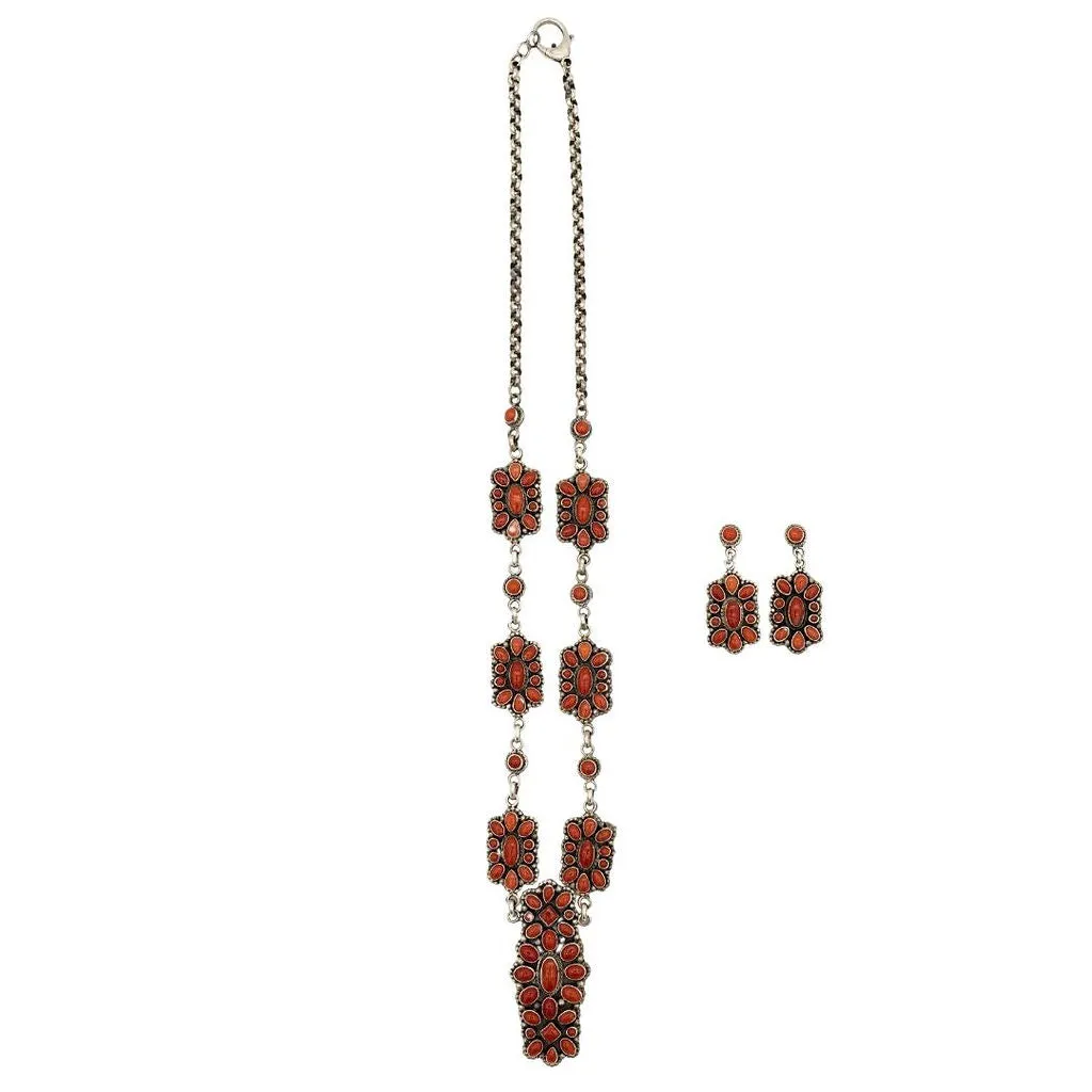 Mediterranean Coral Necklace and Earring Set