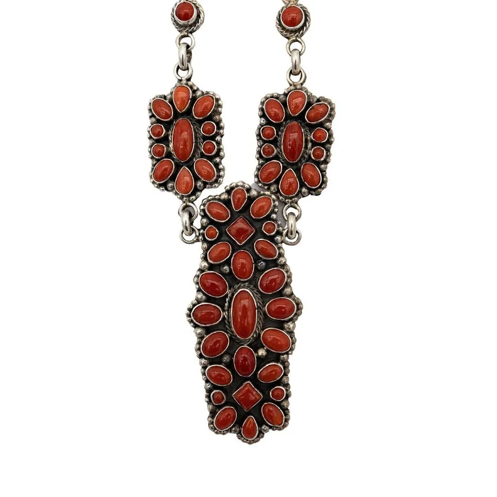 Mediterranean Coral Necklace and Earring Set