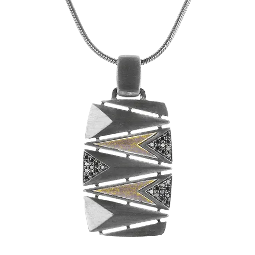 Men's Ruthenium Necklace In 14k Gold With Diamonds