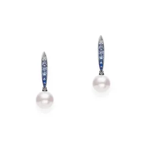 Mikimoto Akoya Cultured Pearl Ocean Earrings with Sapphire