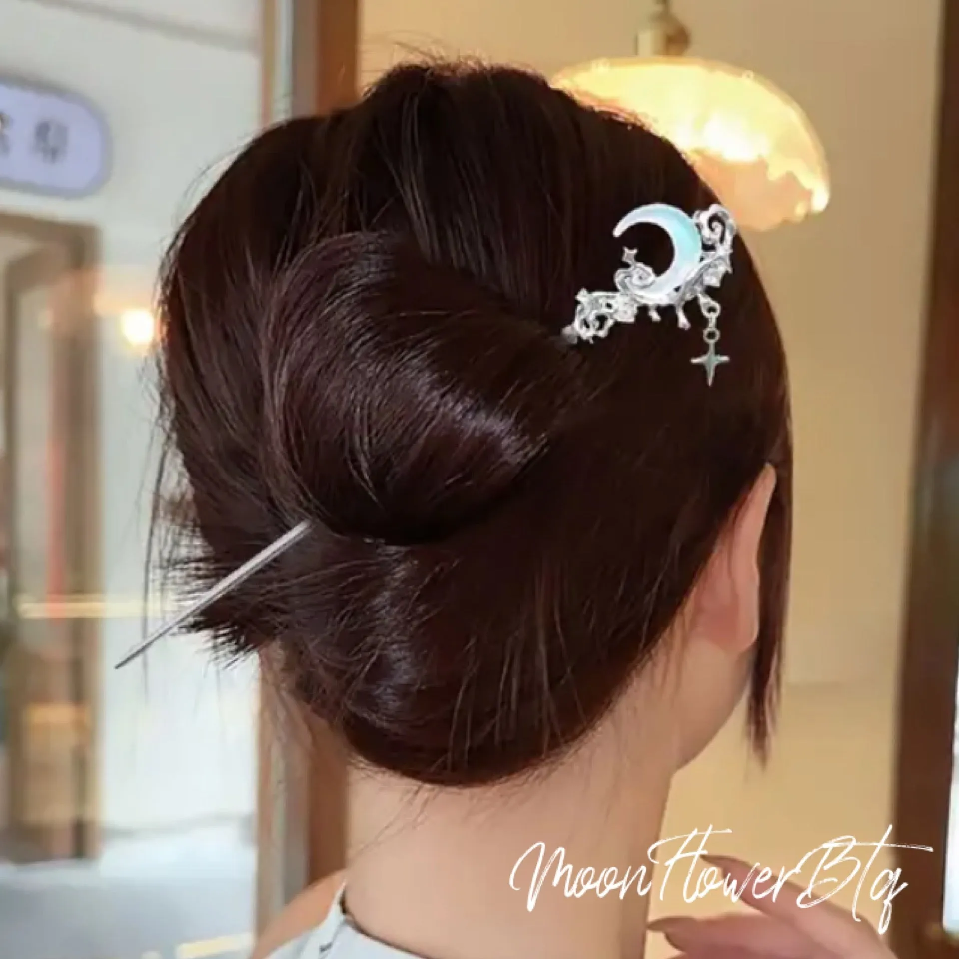 Moon Moonstone Hair Pin