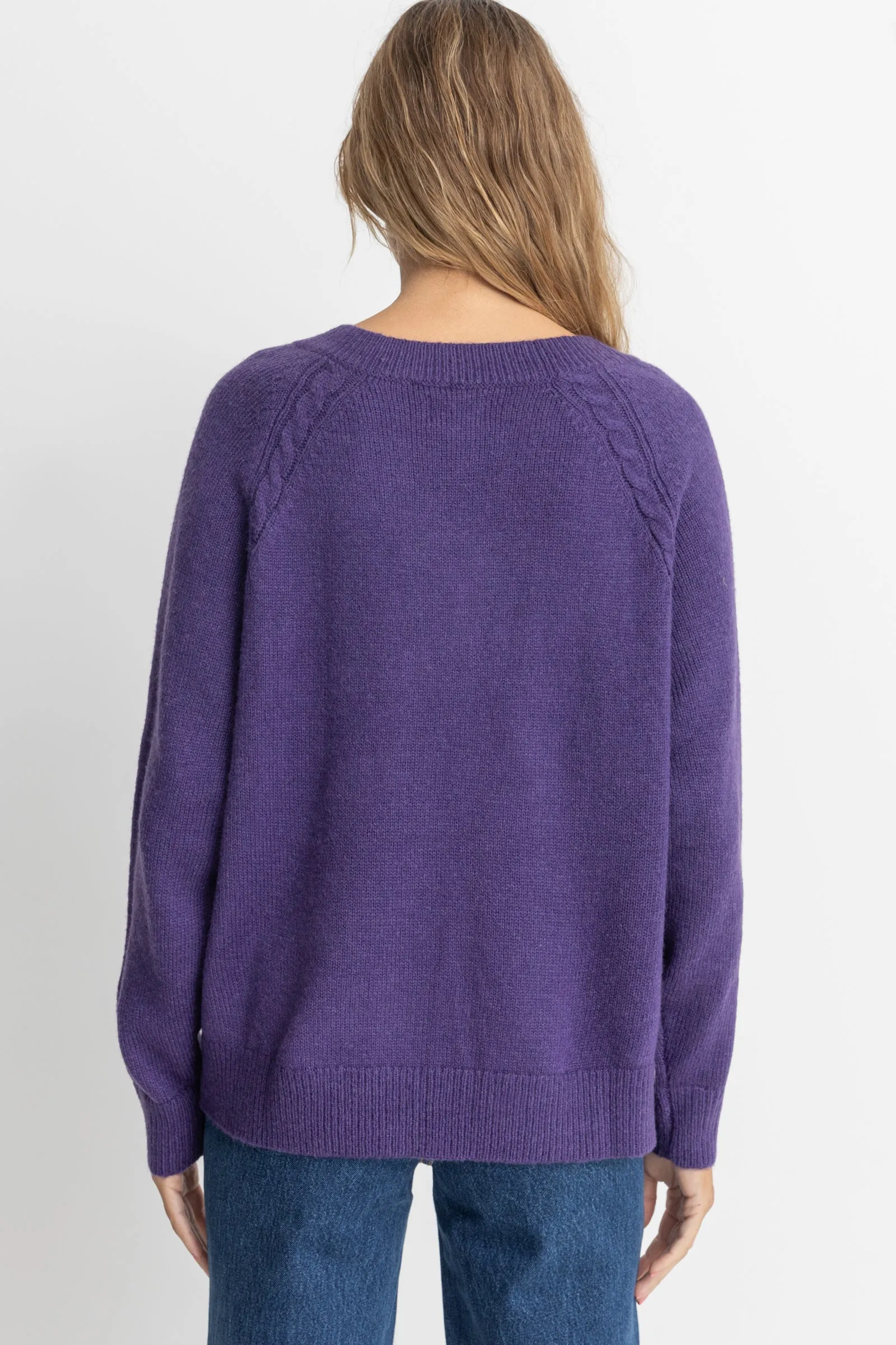 Moonstone Oversized V Neck Knit Plum