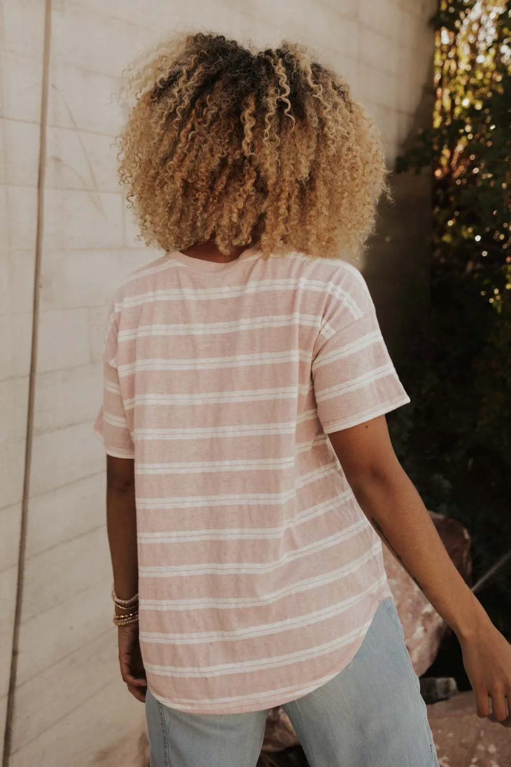 Moonstone Striped Tee in Pink