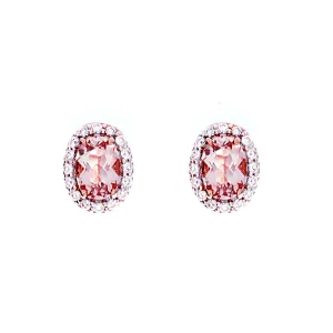 Morganite Halo Stud Earrings